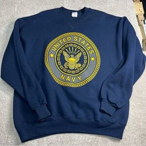 Soffe Blue Crewneck Sweater with Bold Yellow Emblem‎